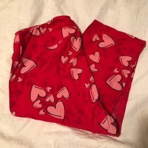 Lularoe TC Valentines heart print leggings. EUC.